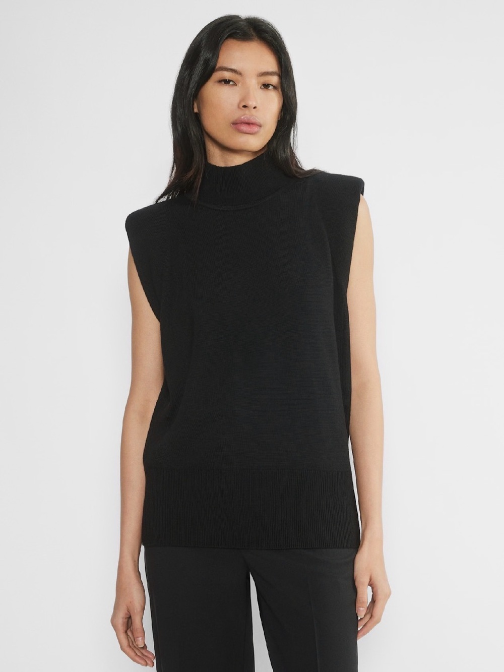 Aritzia Babaton Council Merino Wool Turtleneck Sweater Vest Black Size M
